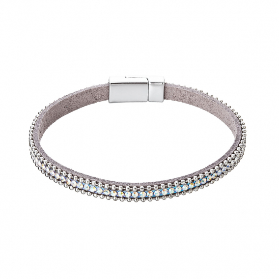 Obrázok pre Náramok biely textilný s kryštálmi 53007.1 crystal