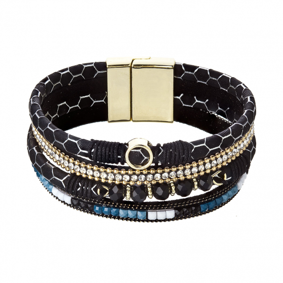 Obrázok pre Náramok čierny textilný široký 53010.3 black