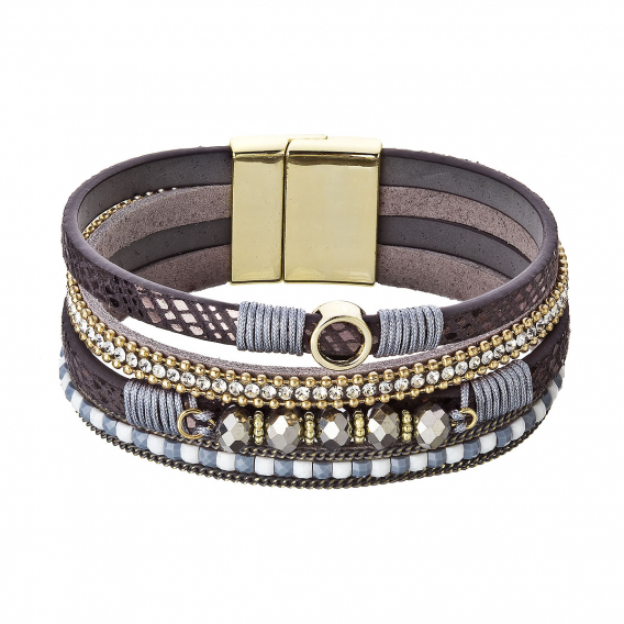 Obrázok pre Náramok hnedosivý textilný široký 53010.3 grey