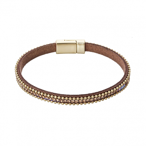 Obrázok pre Náramok hnedý textilný s kryštálmi 53007.3 topaz