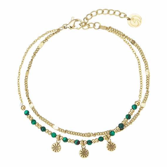 Obrázok pre Náramok oceľový s africkým malachitom 43076.3