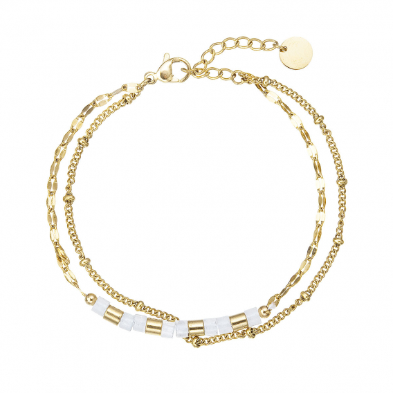 Obrázok pre Náramok oceľový s bielym jadeitom 43063.1