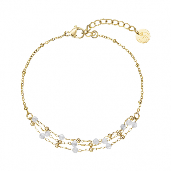 Obrázok pre Náramok oceľový s bielym jadeitom 43065.1