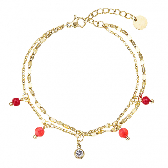 Obrázok pre Náramok oceľový s červeným achátom 43068.3