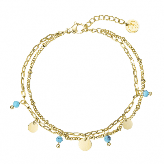 Obrázok pre Náramok oceľový s modrým tyrkysom 43100.3