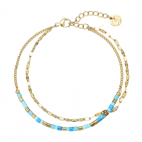 Obrázok pre Náramok oceľový s modrým tyrkysom 43101.3