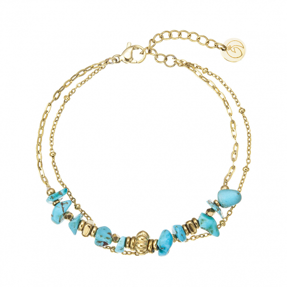 Obrázok pre Náramok oceľový s modrým tyrkysom 43104.3