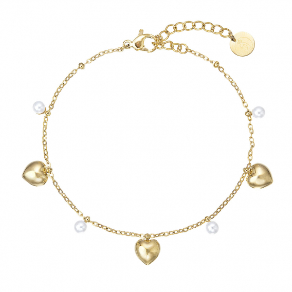 Obrázok pre Náramok oceľový s perličkami a srdiečkami 43060.1