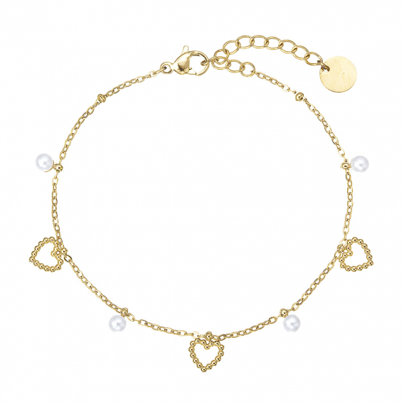 Obrázok pre Náramok oceľový s perličkami a srdiečkami 43061.1