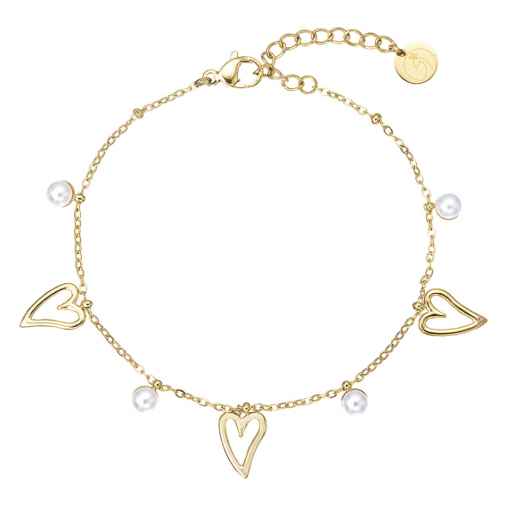 Obrázok pre Náramok oceľový s perličkami a srdiečkami 43062.1