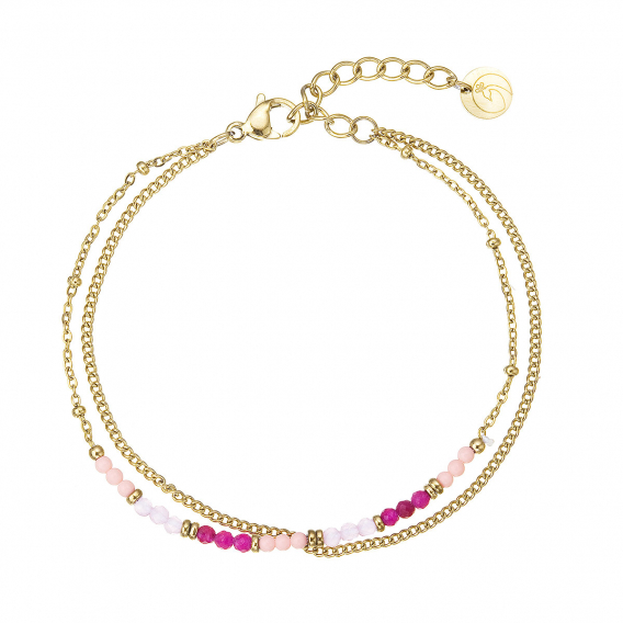 Obrázok pre Náramok oceľový s pravými kameňmi 43069.3 ružový