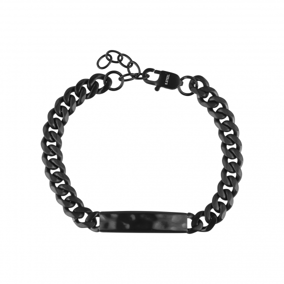 Obrázok pre Náramok pánsky z čiernej ocele s ozdobnou doštičkou 43050.3 čierny