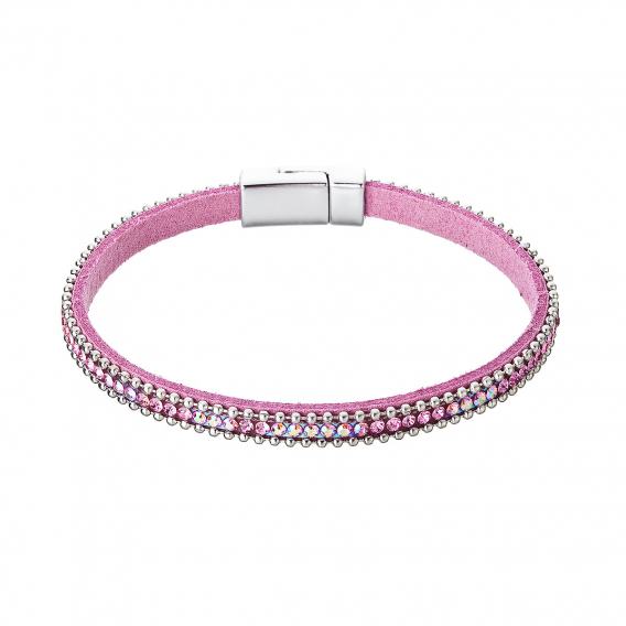 Obrázok pre Náramok ružový textilný s kryštálmi 53007.3 rose
