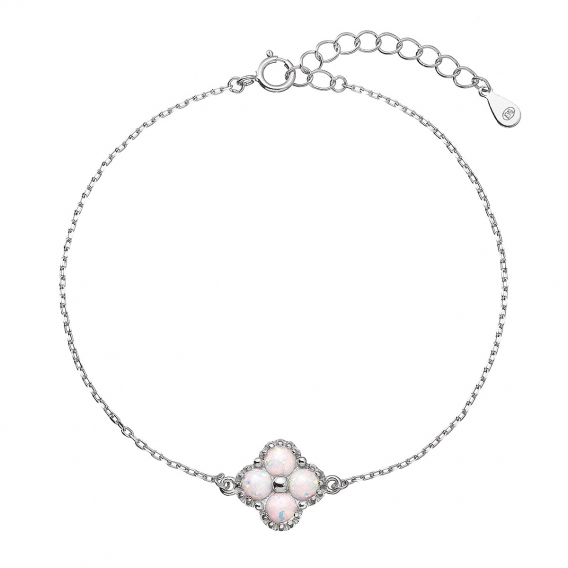 Obrázok pre Náramok strieborný opálový štvorlístok 13087.1 white