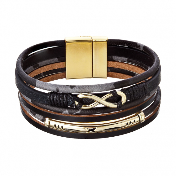 Obrázok pre Náramok textilný široký s ozdobou infinity 53011.3 black