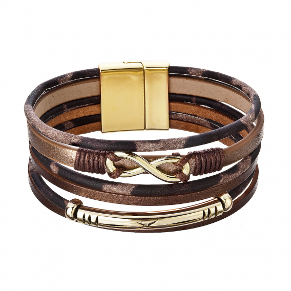 Obrázok pre Náramok textilný široký s ozdobou infinity 53011.3 brown