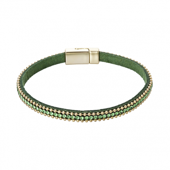 Obrázok pre Náramok zelený textilný s kryštálmi 53007.3 peridot