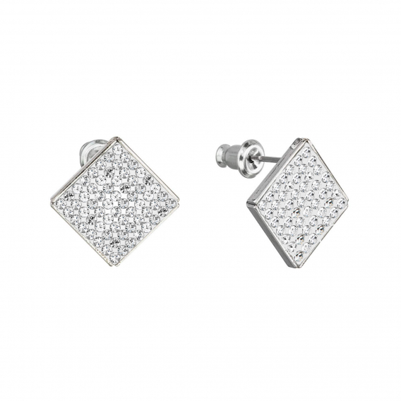 Obrázok pre Náušnice bižutéria s Preciosa kryštály kosoštvorec biela 51077.1 crystal