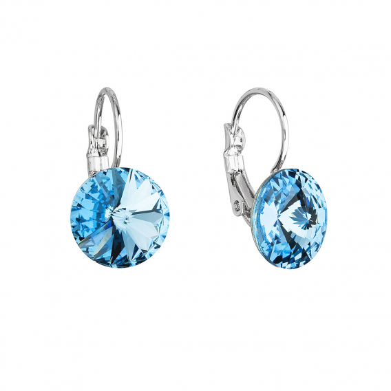 Obrázok pre Náušnice bižutérie so Swarovski kryštálmi modré okrúhle 51002.3 aqua