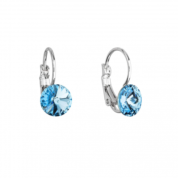 Obrázok pre Náušnice bižutérie so Swarovski kryštálmi modré okrúhle 51031.3 aqua
