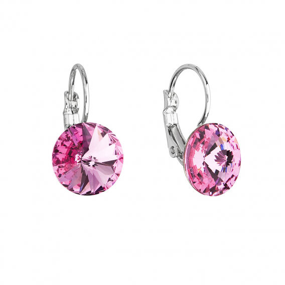 Obrázok pre Náušnice bižutérie so Swarovski kryštálmi ružové okrúhle 51002.3 rose