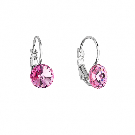 Obrázok pre Náušnice bižutérie so Swarovski kryštálmi ružové okrúhle 51031.3 rose