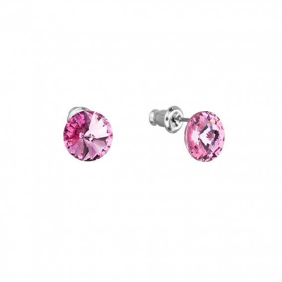 Obrázok pre Náušnice bižutérie so Swarovski kryštálmi ružové okrúhle 51037.3 rose
