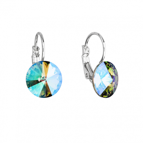 Obrázok pre Náušnice bižutérie so Swarovski kryštálmi zelené fialové okrúhle 51002.5