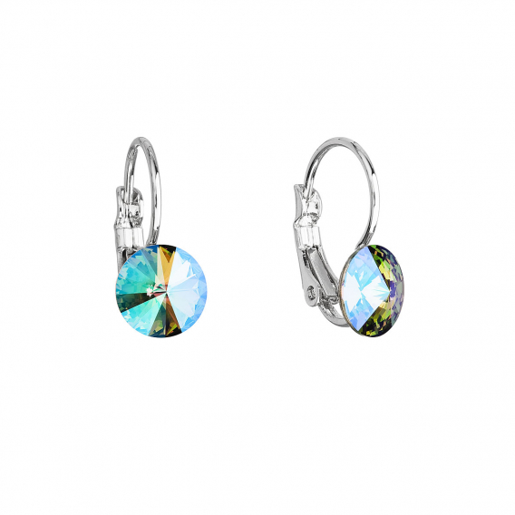 Obrázok pre Náušnice bižutérie so Swarovski kryštálmi zelené fialové okrúhle 51031.5