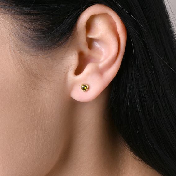 Obrázok pre Náušnice oceľové srdiečka olivová 41015.3