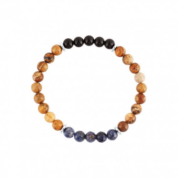 Obrázok pre Oceľový náramok s minerálnymi kameňmi achát, jaspis 43080.3