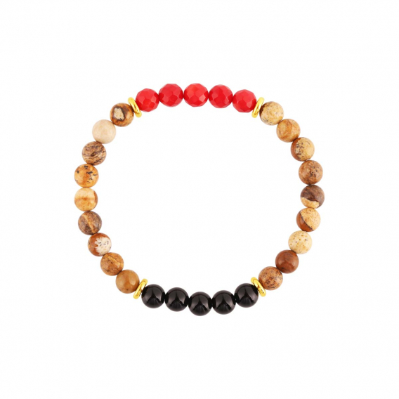 Obrázok pre Oceľový náramok s minerálnymi kameňmi achát, jaspis, koral 43080.3