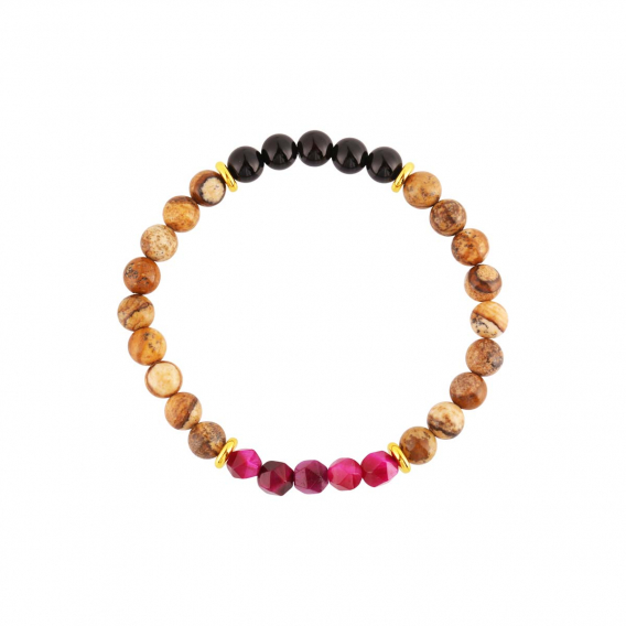 Obrázok pre Oceľový náramok s minerálnymi kameňmi achát, jaspis, sp. koral 43080.3