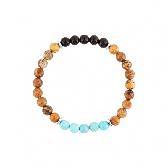 Obrázok pre Oceľový náramok s minerálnymi kameňmi achát, jaspis, tyrkys 43080.3