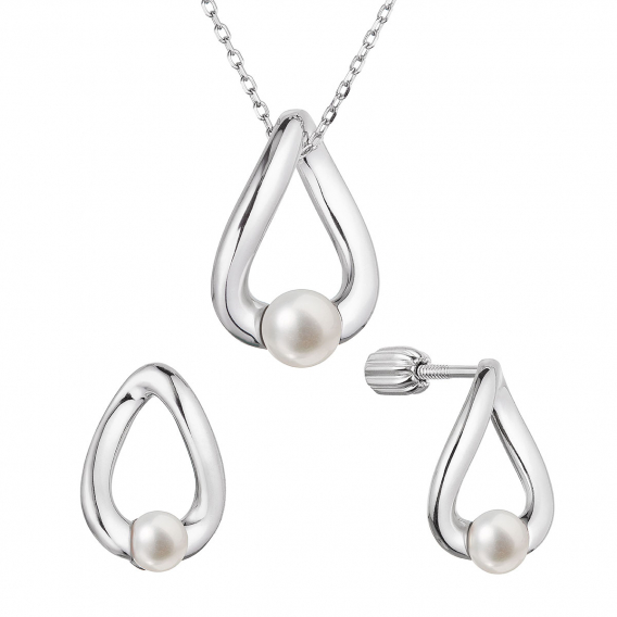 Obrázok pre Perlová súprava s riečnou perlou biela 29057.1B