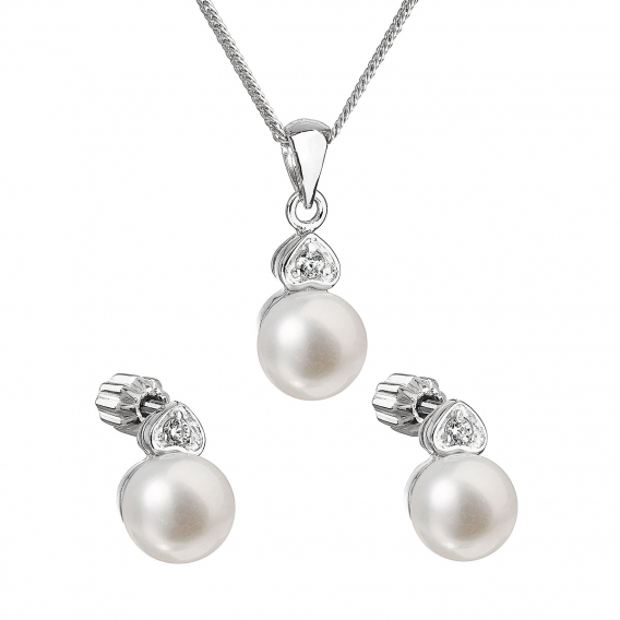 Obrázok pre Perlová súprava vrátane retiazky z riečnych perál biela 29001.1