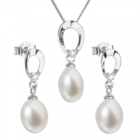 Obrázok pre Perlová súprava z riečnych perál biela 29029.1