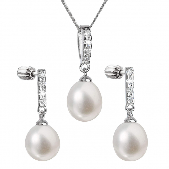 Obrázok pre Perlová súprava z riečnych perál biela 29032.1B