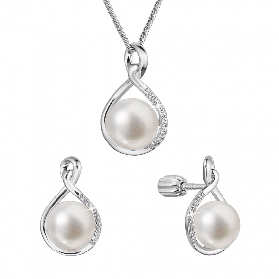 Obrázok pre Perlová súprava z riečnych perál biela 29058.1B
