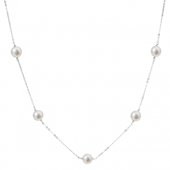 Obrázok pre Perlový náhrdelník z pravých riečnych perál biely 22015.1