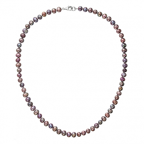 Obrázok pre Perlový náhrdelník z pravých riečnych perál modrej oválnej perly 22037.3 dk.peacock