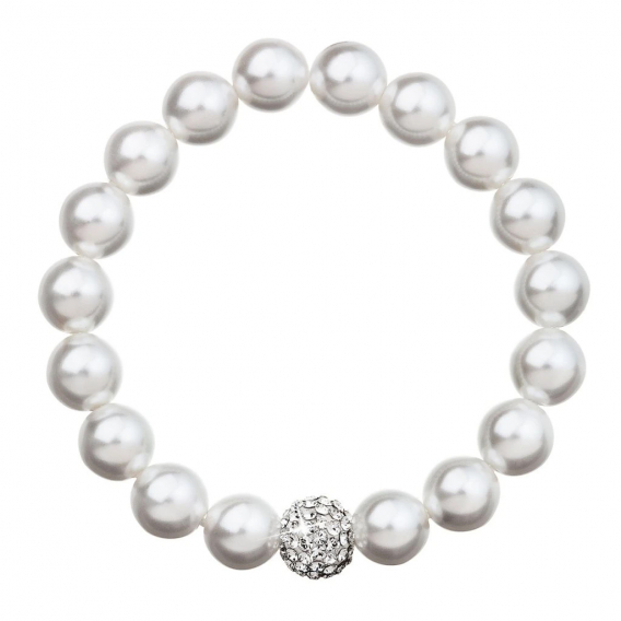 Obrázok pre Perlový náramok biely s kryštálmi Swarovski 33074.1