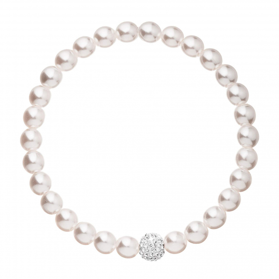 Obrázok pre Perlový náramok biely s Preciosa kryštálmi 33115.1