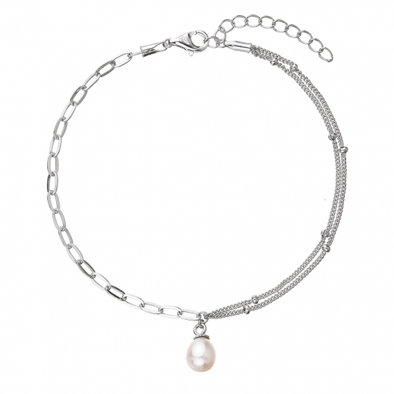 Obrázok pre Perlový náramok s pravou riečnou perlou ovál biely 23014.1