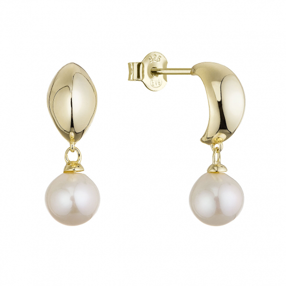 Obrázok pre Pozlátené náušnice so zavesenou riečnou perlou 21128.1