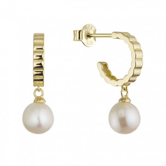 Obrázok pre Pozlátené náušnice so zavesenou riečnou perlou 21129.1