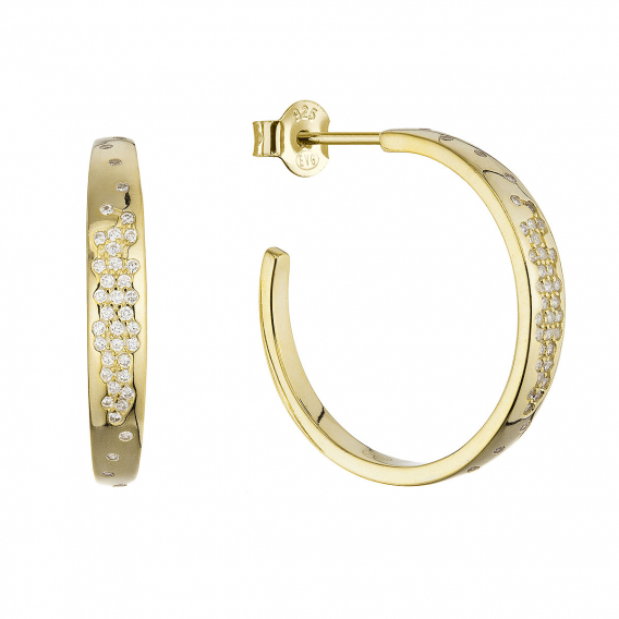Obrázok pre Pozlátené náušnice kruhy so zirkónmi 11774.1