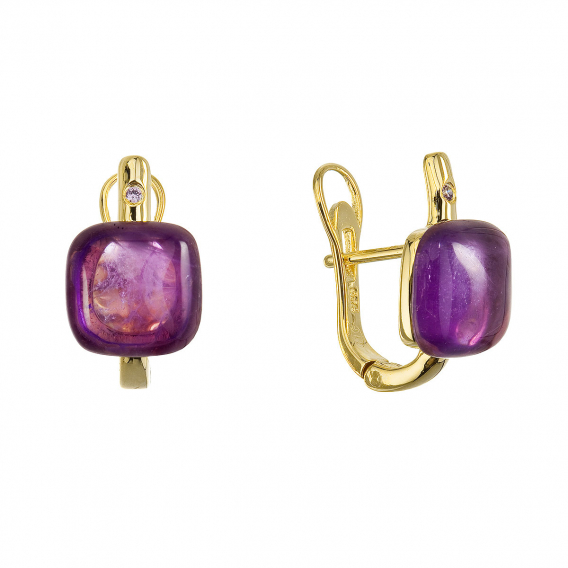 Obrázok pre Pozlátené náušnice s ametystom 11731.3