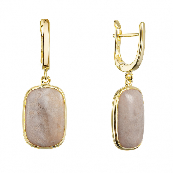 Obrázok pre Pozlátené náušnice s fosílnym korálom 11741.3