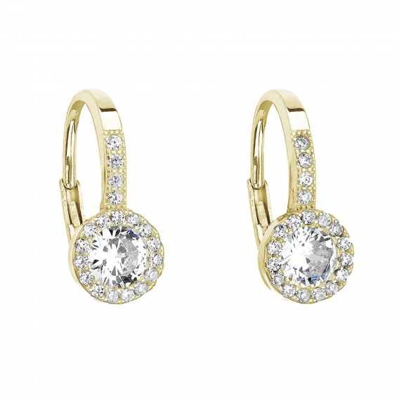Obrázok pre Pozlátené náušnice visiace so zirkónmi v bielej farbe 11202.1